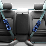 Blue Flaming Skull Print Car Seat Belt Covers