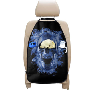 Blue Flaming Skull Print Car Seat Organizers