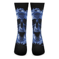 Blue Flaming Skull Print Crew Socks