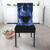 Blue Flaming Skull Print Dining Chair Slipcover