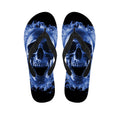 Blue Flaming Skull Print Flip Flops