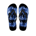 Blue Flaming Skull Print Flip Flops