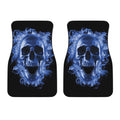 Blue Flaming Skull Print Front Car Floor Mats