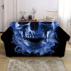 Blue Flaming Skull Print Loveseat Slipcover