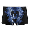 Blue Flaming Skull Print Men's Boxer Briefs