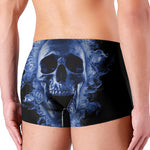 Blue Flaming Skull Print Men's Boxer Briefs