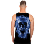 Blue Flaming Skull Print Men's Tank Top