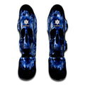 Blue Flaming Skull Print Muay Thai Shin Guards