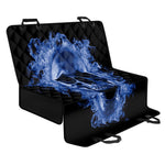 Blue Flaming Skull Print Pet Car Back Seat Cover