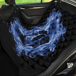Blue Flaming Skull Print Pet Car Back Seat Cover