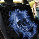 Blue Flaming Skull Print Pet Car Back Seat Cover