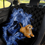 Blue Flaming Skull Print Pet Car Back Seat Cover