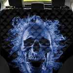 Blue Flaming Skull Print Pet Car Back Seat Cover