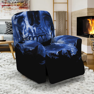 Blue Flaming Skull Print Recliner Slipcover