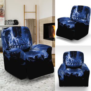 Blue Flaming Skull Print Recliner Slipcover