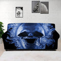 Blue Flaming Skull Print Sofa Cover