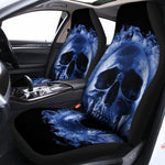 Blue Flaming Skull Print Universal Fit Car Seat Covers