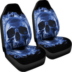 Blue Flaming Skull Print Universal Fit Car Seat Covers
