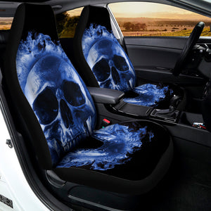 Blue Flaming Skull Print Universal Fit Car Seat Covers