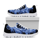 Blue Flaming Skull Print White Sneakers