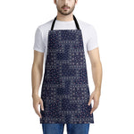 Blue Floral Patchwork Pattern Print Apron