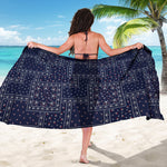 Blue Floral Patchwork Pattern Print Beach Sarong Wrap