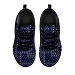 Blue Floral Patchwork Pattern Print Black Sneakers