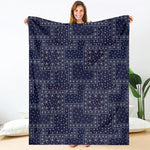 Blue Floral Patchwork Pattern Print Blanket