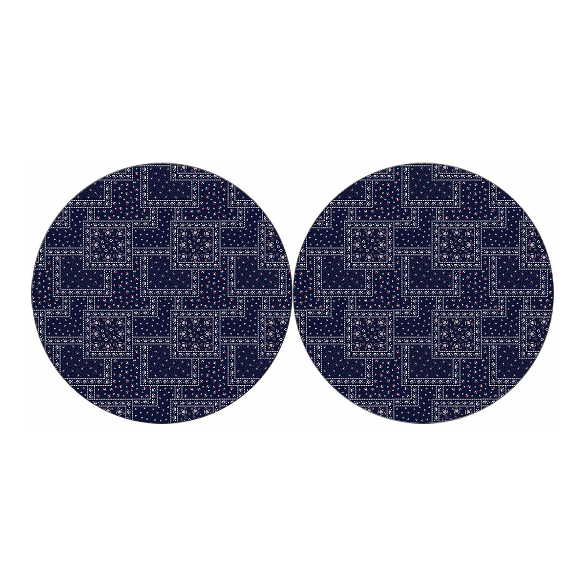 Blue Floral Patchwork Pattern Print Car Coasters