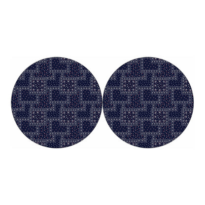 Blue Floral Patchwork Pattern Print Car Coasters