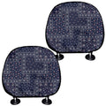 Blue Floral Patchwork Pattern Print Car Headrest Covers