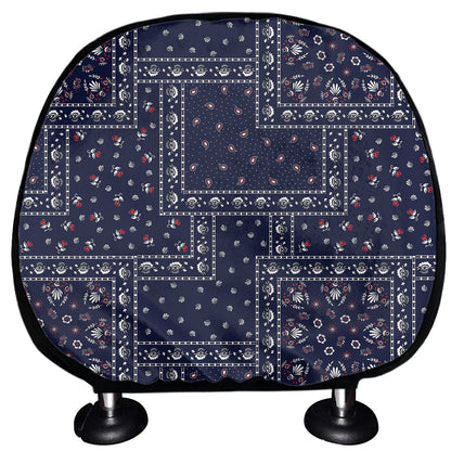 Blue Floral Patchwork Pattern Print Car Headrest Covers