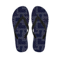 Blue Floral Patchwork Pattern Print Flip Flops