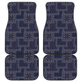 Blue Floral Patchwork Pattern Print Front and Back Car Floor Mats