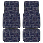 Blue Floral Patchwork Pattern Print Front and Back Car Floor Mats