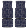 Blue Floral Patchwork Pattern Print Front and Back Car Floor Mats