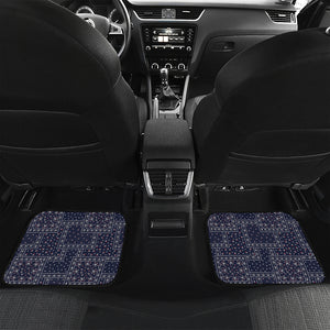 Blue Floral Patchwork Pattern Print Front and Back Car Floor Mats