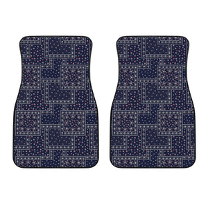 Blue Floral Patchwork Pattern Print Front Car Floor Mats