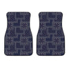 Blue Floral Patchwork Pattern Print Front Car Floor Mats