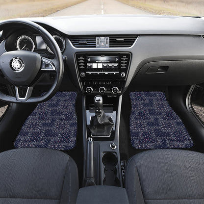 Blue Floral Patchwork Pattern Print Front Car Floor Mats
