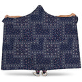 Blue Floral Patchwork Pattern Print Hooded Blanket