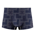 Blue Floral Patchwork Pattern Print Men's Boxer Briefs