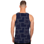 Blue Floral Patchwork Pattern Print Men's Tank Top