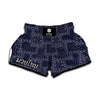 Blue Floral Patchwork Pattern Print Muay Thai Boxing Shorts