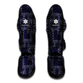 Blue Floral Patchwork Pattern Print Muay Thai Shin Guards