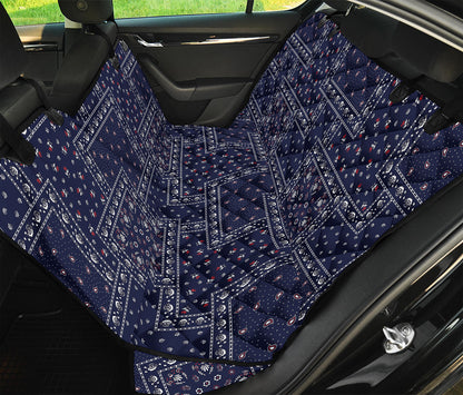 Blue Floral Patchwork Pattern Print Pet Car Back Seat Cover