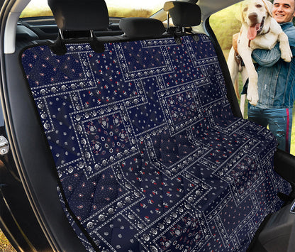 Blue Floral Patchwork Pattern Print Pet Car Back Seat Cover