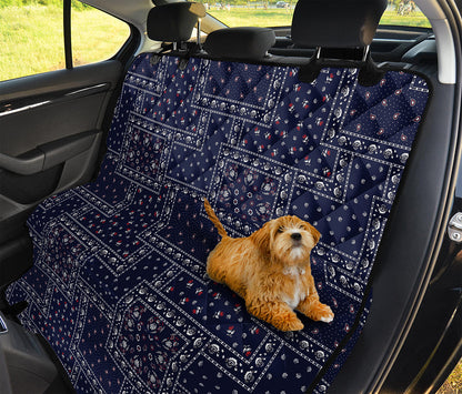 Blue Floral Patchwork Pattern Print Pet Car Back Seat Cover