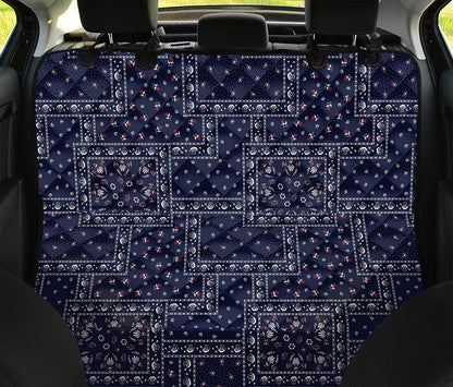Blue Floral Patchwork Pattern Print Pet Car Back Seat Cover