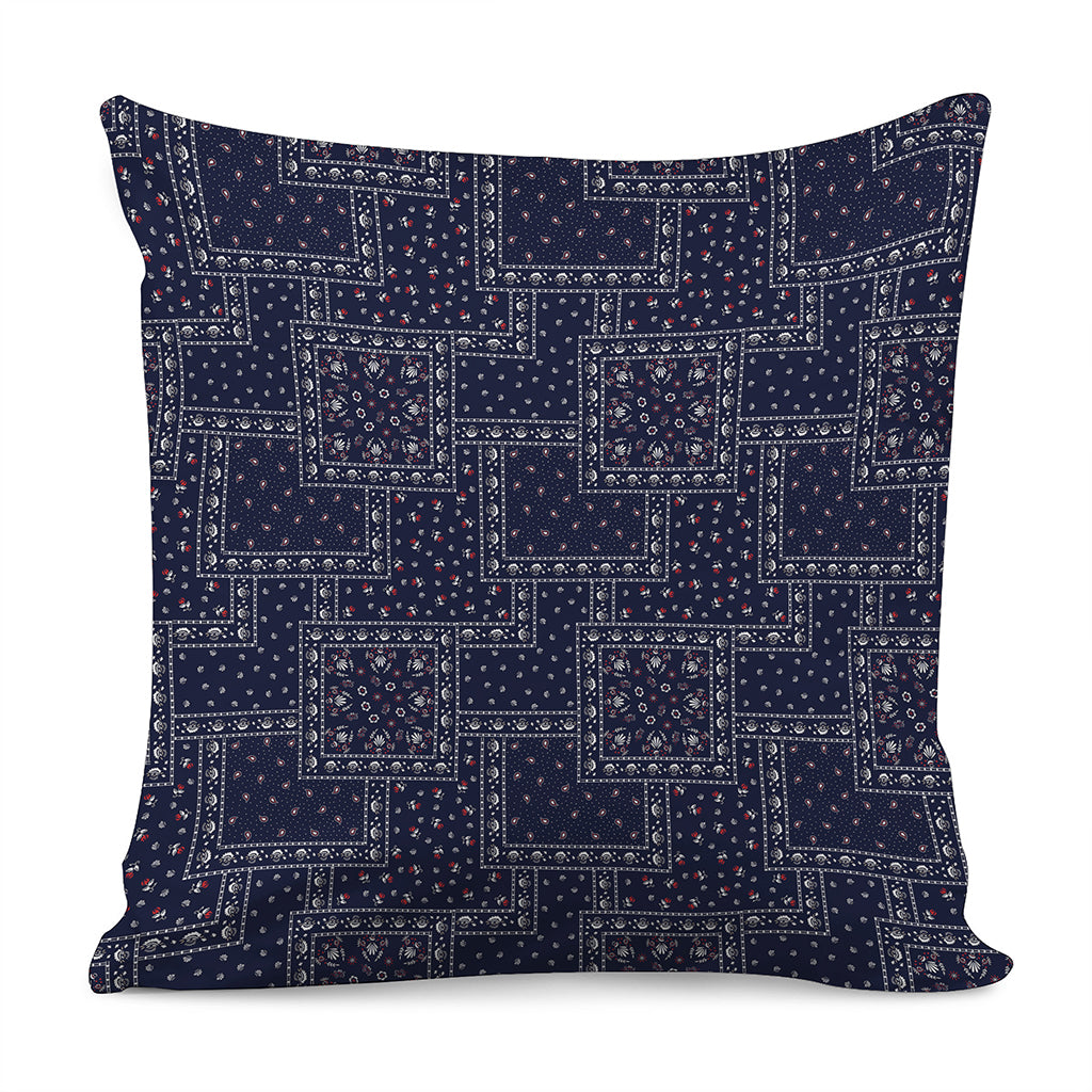Blue Floral Patchwork Pattern Print Pillow Cover